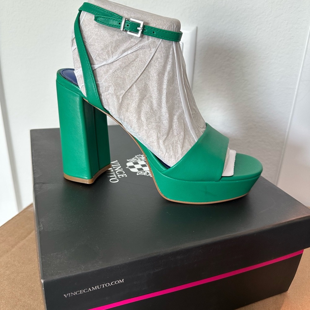 Vince Camuto Green Platform Block Heel Sandals